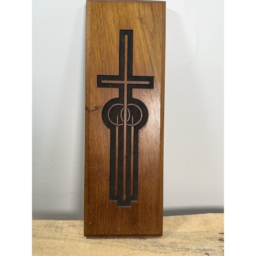 Vintage Christian Cross Wood‎ Plaque Marriage Wedding Candles 12x4x3/4" Engraved